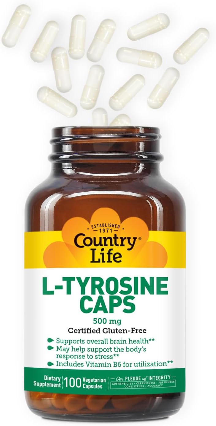 Country Life L-Tyrosine 500mg with Vitamin B6 - 100 Capsules - görsel 6