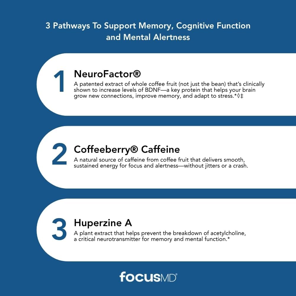 ScimeraMD FocusMD Brain Supplement with Nootropic Organic Coffeeberry and Huperzine A - 30 Capsules - görsel 4