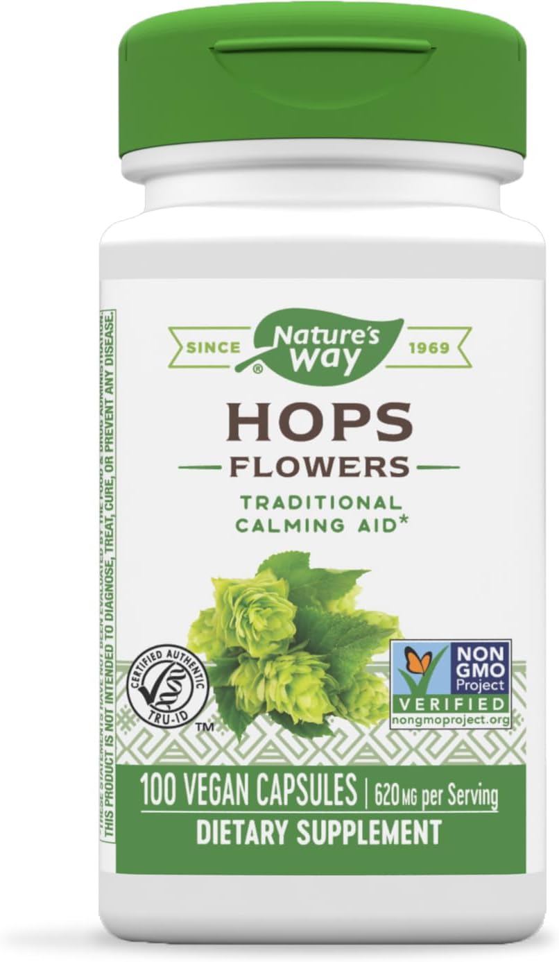 Nature's Way Premium Herbal Hops Flowers - 620 mg per Serving, 100 Vcaps - görsel 1