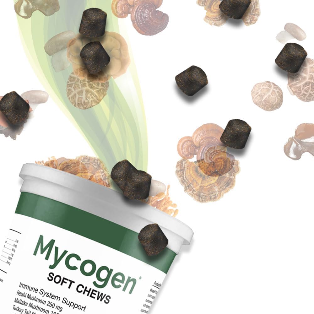 Mycogen Immune Support for Dogs – Beta Glucan, Reishi, Shiitake & Maitake Mushroom Blend – 60 Tasty Liver-Flavoured Soft Chews - görsel 4