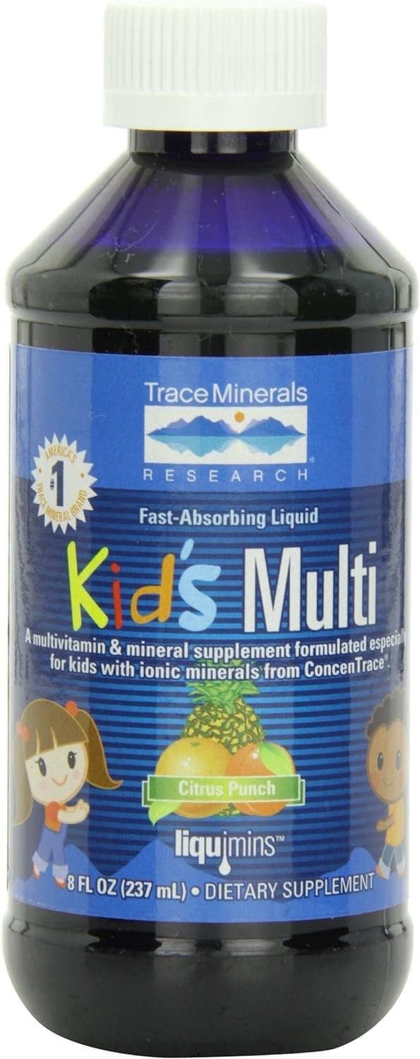 Trace Minerals Kid's Multi - Whole Body Health Liquid Supplement for Children - Immune & Bone Support - Citrus Punch, 237 ml - görsel 1