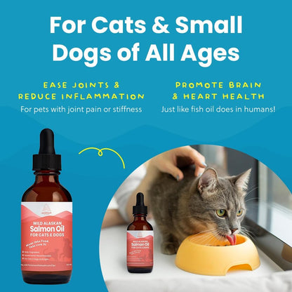 Wild Alaskan Salmon Oil for Cats & Small Dogs - Supports Skin, Coat, Joint & Overall Wellbeing, Pure & Premium with No Fillers, 59 ml