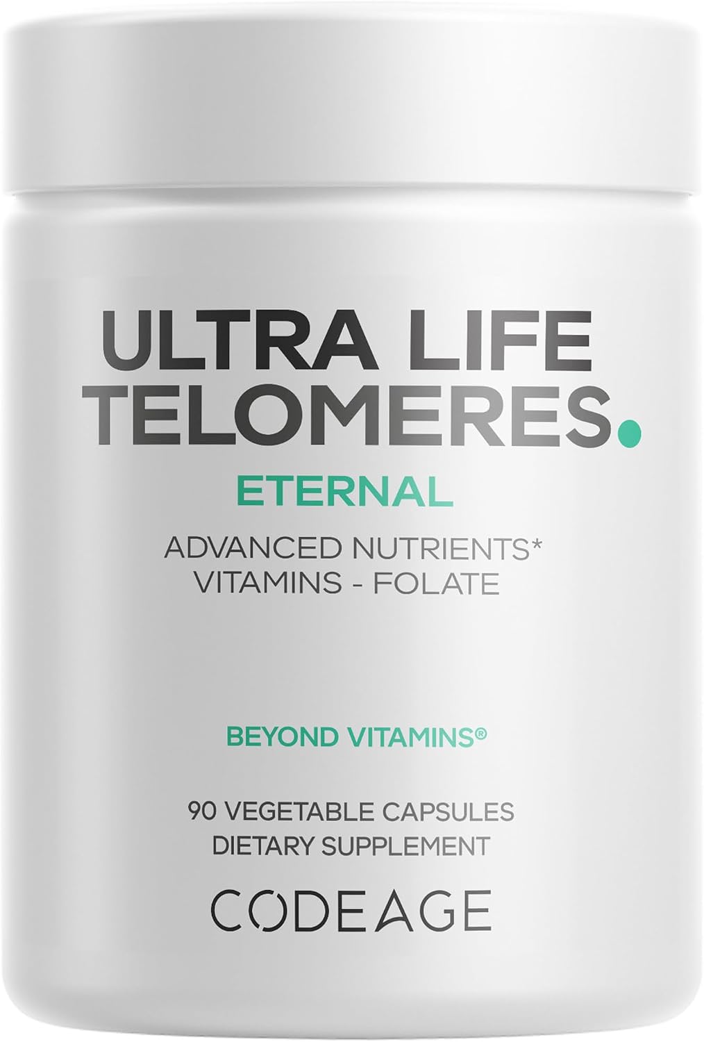 Codeage Ultra Life Telomeres Supplement - 5-MTHF Folate, Methyl B12, Vitamin D3, L-Theanine, Ashwagandha - 90 Capsules - görsel 1