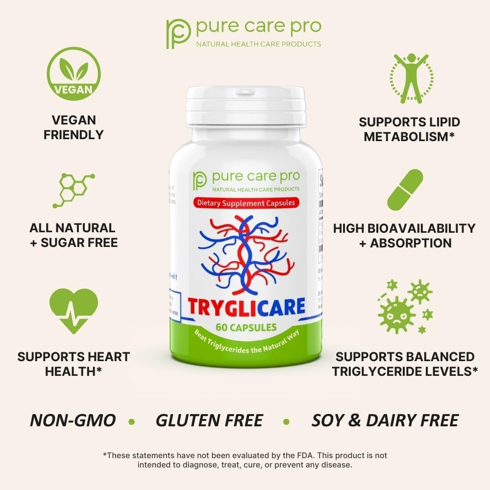 Tryglicare All-Natural Triglyceride Lowering Supplement – Premium Herbal Formula to Balance and Maintain Healthy Triglyceride & Cholesterol Levels – 60 Vegan, Gluten-Free Capsules - görsel 3