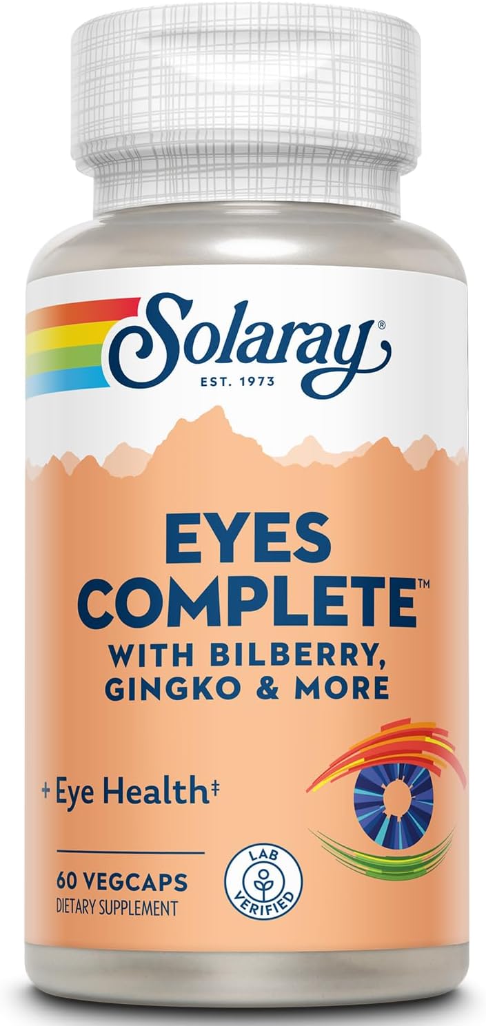 SOLARAY Eyes Complete, Vision and Eye Support Supplement with Bilberry, Lutein, Ginkgo, and More, 60 Veg Capsules - görsel 1