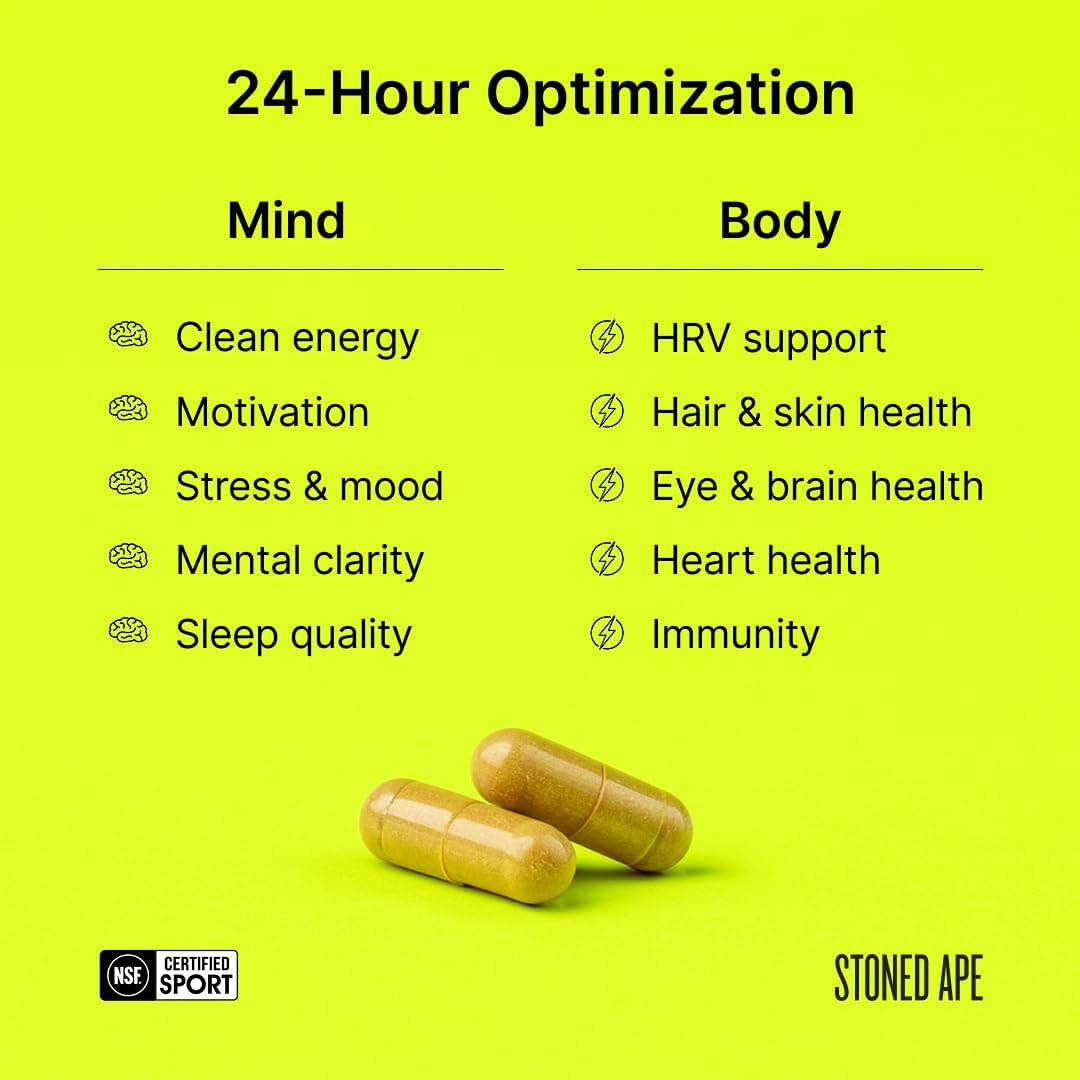 Stoned Ape Nootropack - Brain Health Supplements for Focus, Mood, Sleep, Memory, Energy & Recovery - görsel 5