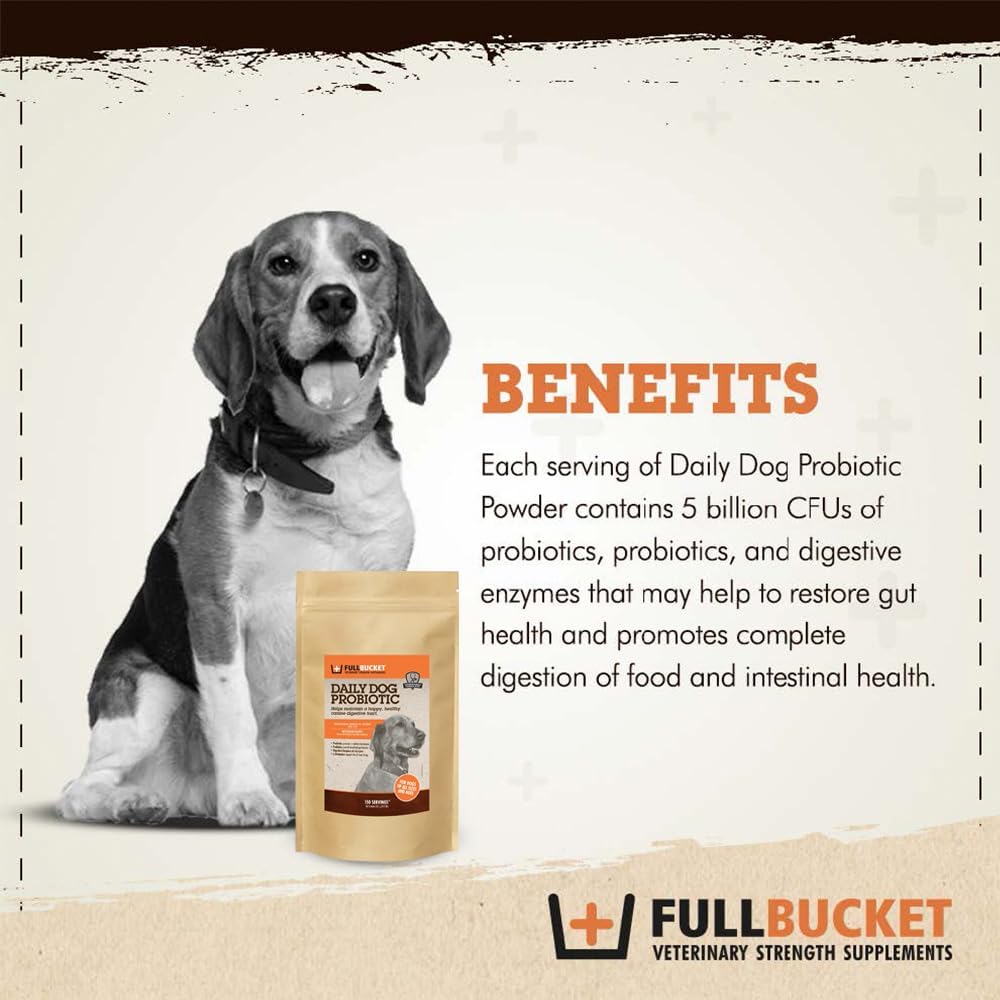 FullBucket Daily Dog Probiotic - Probiotics, Prebiotics & Digestive Enzymes for Dogs (150 Servings) - görsel 3