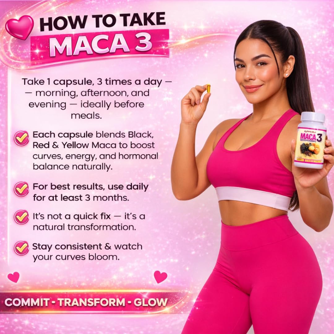 Maca 3 Capsules – Black, Red & Yellow Maca Root Blend – Women's Wellness & Natural Body Support – Herbal Formula - görsel 5