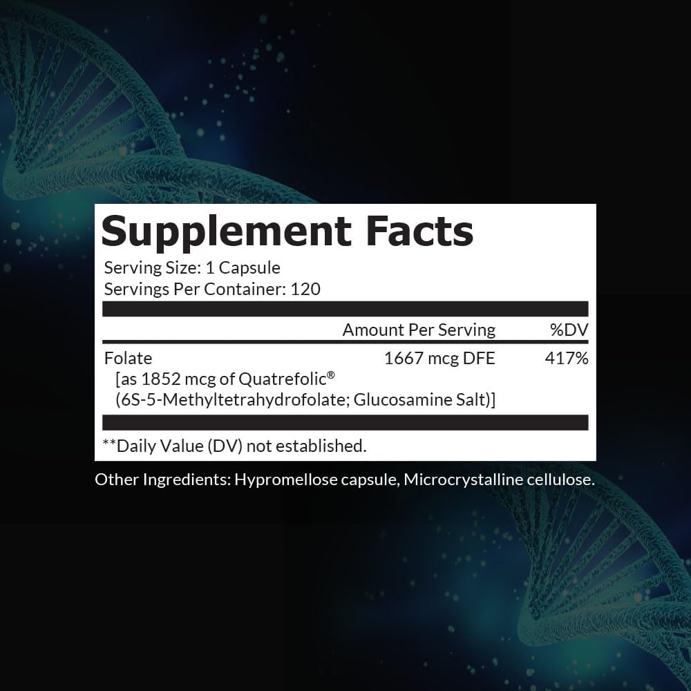 Intelligent Labs 5-MTHF Methylfolate 1mg – Quatrefolic® Activated Folate, 120 Capsules - görsel 2