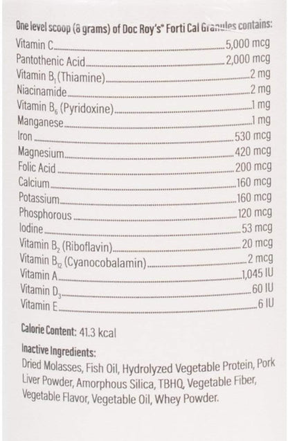 Doc Roy’s Forti Cal High Calorie Nutritional Supplement for Dogs and Cats, Roast Beef & Liver Flavour, 454g Granules
