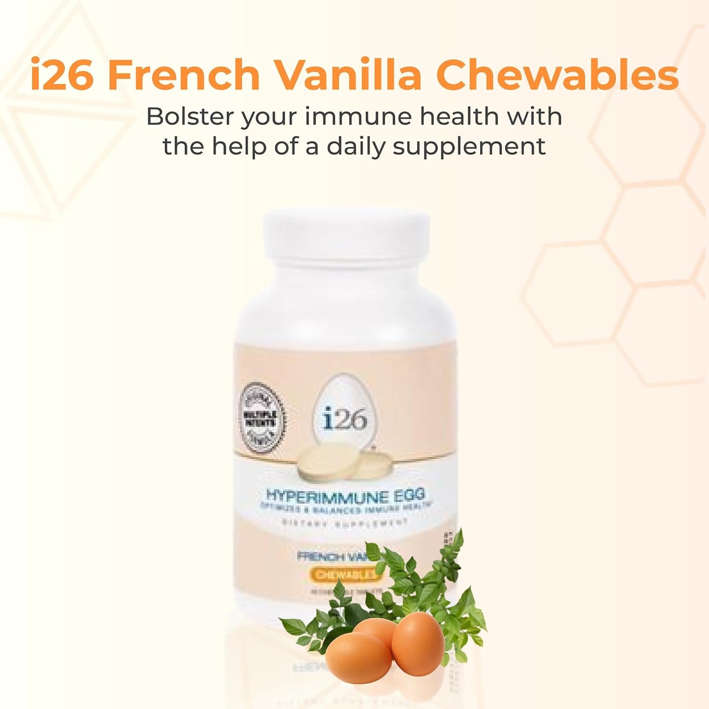 Youngevity i26 Hyperimmune Egg IgY Max French Vanilla Chewable Tablets - Bone, Gut & Immune Support (45 Count) - görsel 2