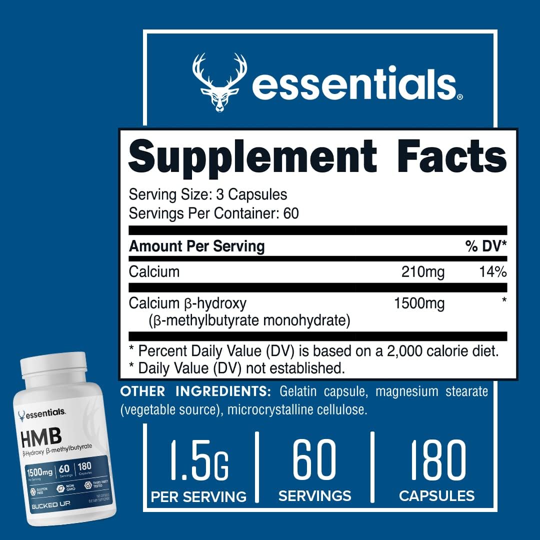 Bucked Up HMB (Beta-Hydroxy Beta-Methylbutyrate) 1500 mg, 180 Capsules - görsel 2