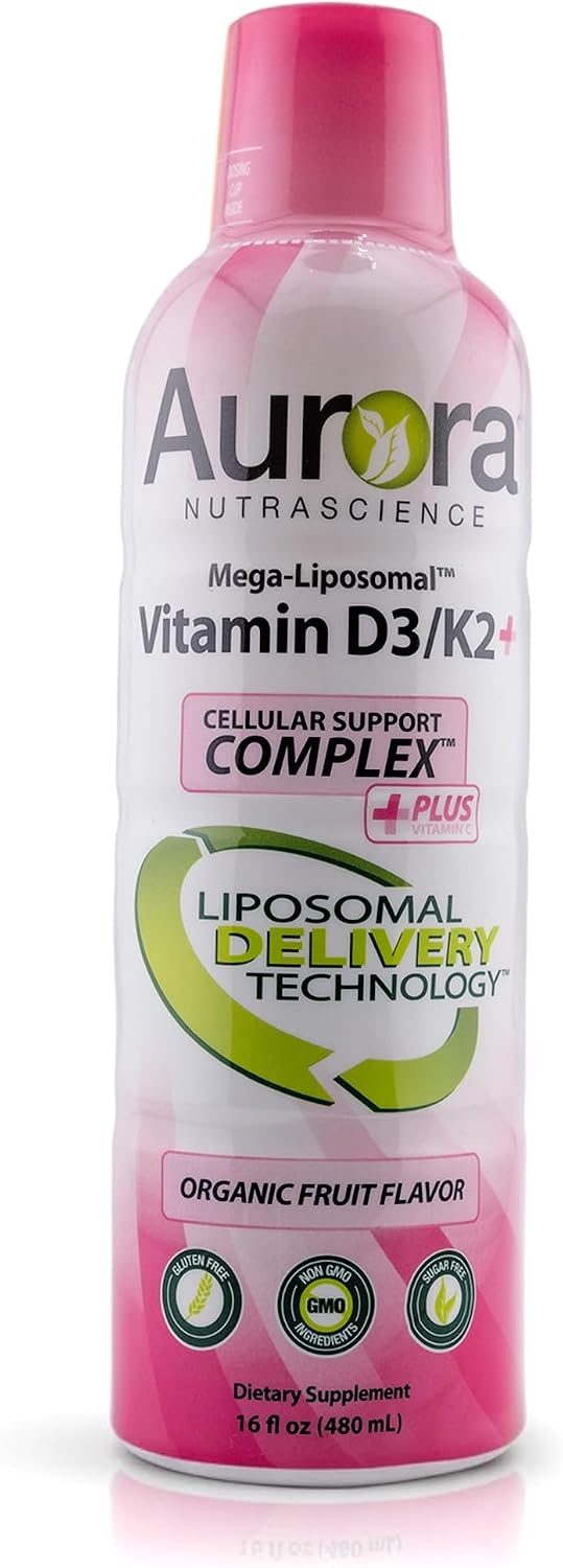 Aurora Nutrascience Mega-Liposomal Vitamin D3/K2+ with Vitamin C, Strawberry, 473 ml - görsel 1