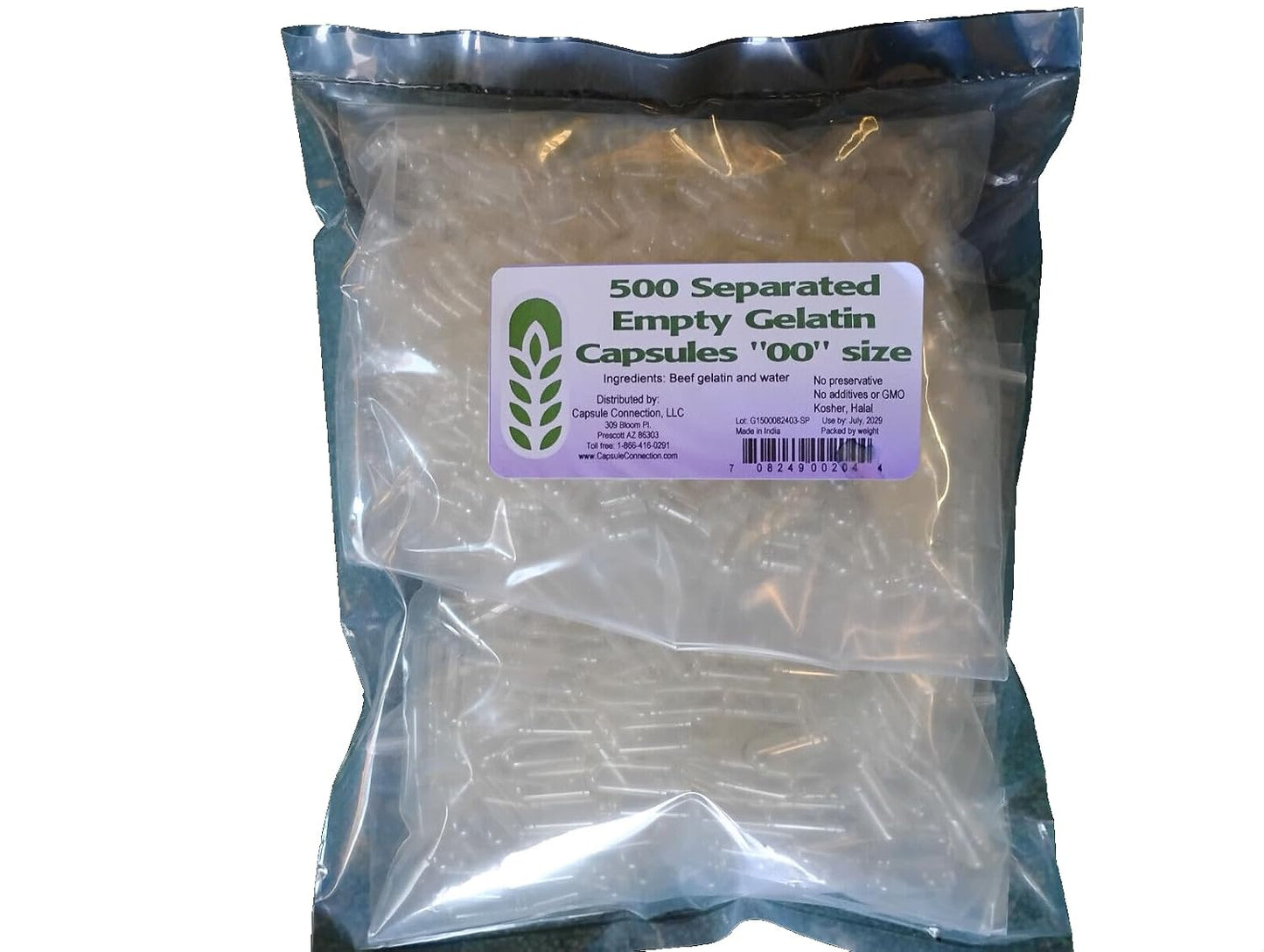 Capsule Connection 500 Separated Empty Gelatin Capsules, Size 00, 500 Count - görsel 1