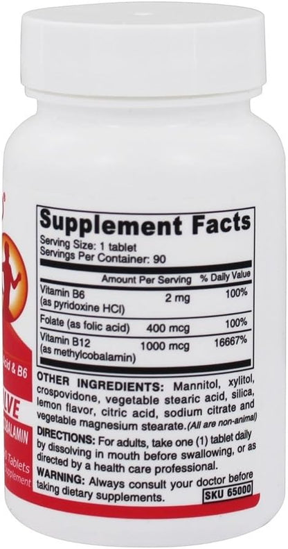 Vegan Sublingual B-12 - 1000 mcg Methylcobalamin Lozenges