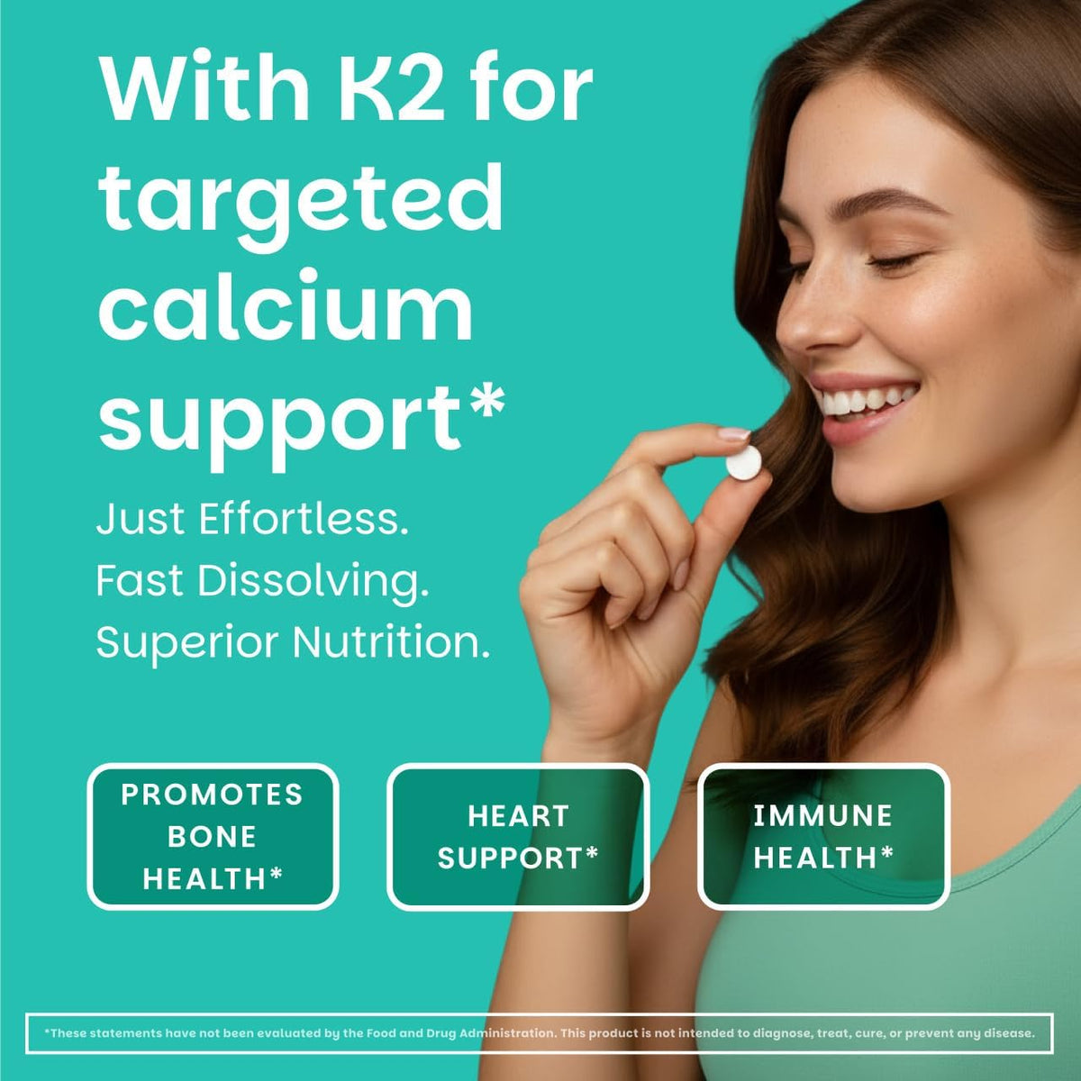 EZ Melts Dissolvable Vegan Vitamin D3 + K2 5,000 IU, Green Apple, 90 Tablets - görsel 2