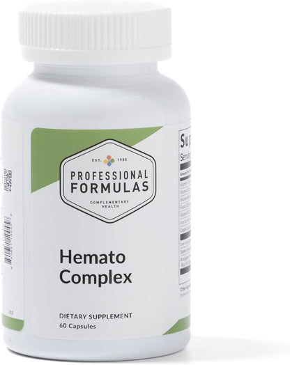 Professional Formulae Hemato Complex – Blood Support Supplement with Liver & Spleen Glandulars, Iron, B Vitamins, Folate & Astragalus – 60 Capsules