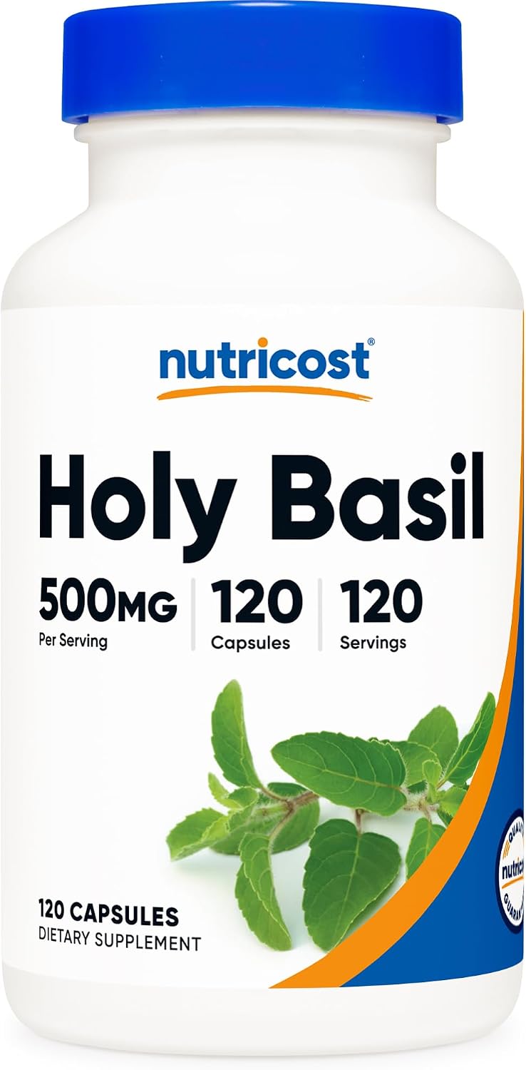 Nutricost Holy Basil Capsules 500mg, 120 Vegetarian Capsules – Gluten-free & Non-GMO - görsel 1