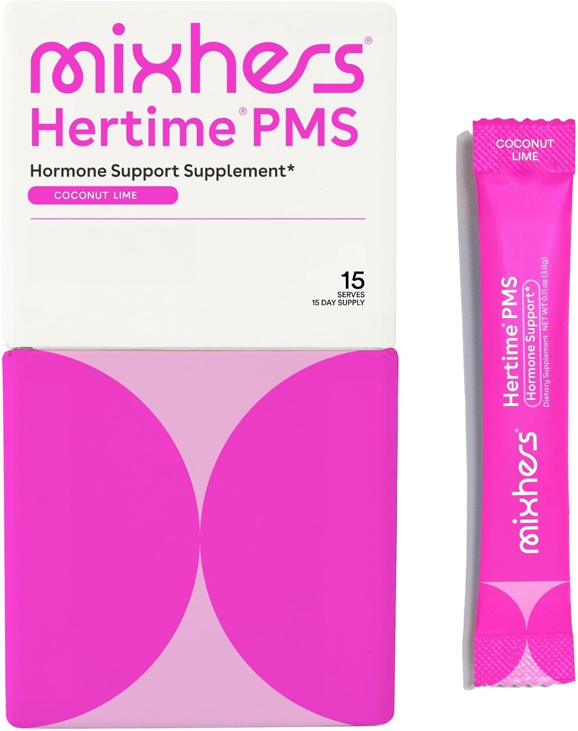MIXHERS Hertime PMS - Supports a Healthy Menstrual Cycle - with Minerals, Peony Roots, Siberian Ginseng - Sugar-Free - 15 Sachets - Coconut Lime - görsel 1