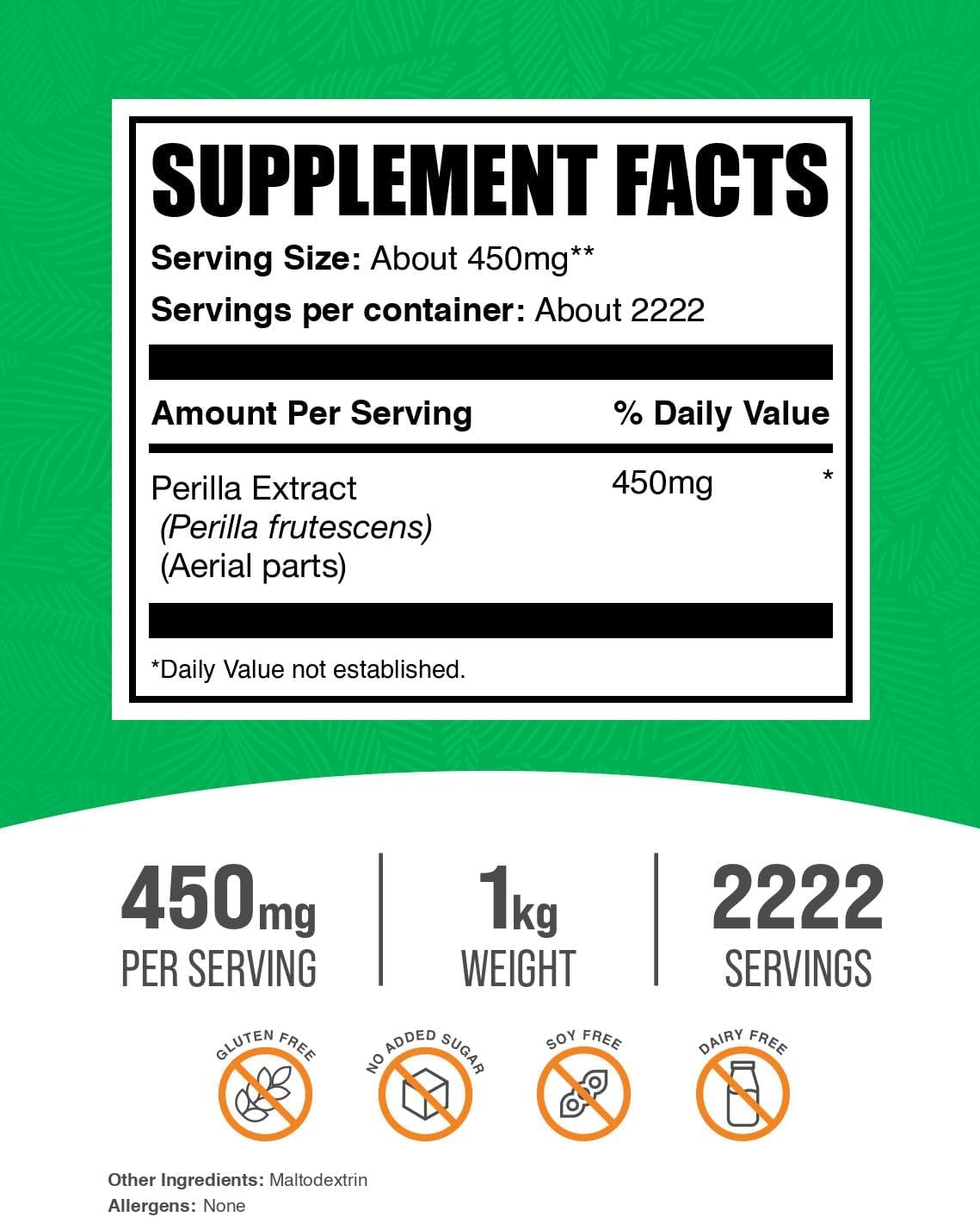 Perilla Extract Powder - Perilla Frutescens Supplement - Vegan & Gluten-Free, 450mg per Serving, 1kg (2.2 lb) - görsel 2