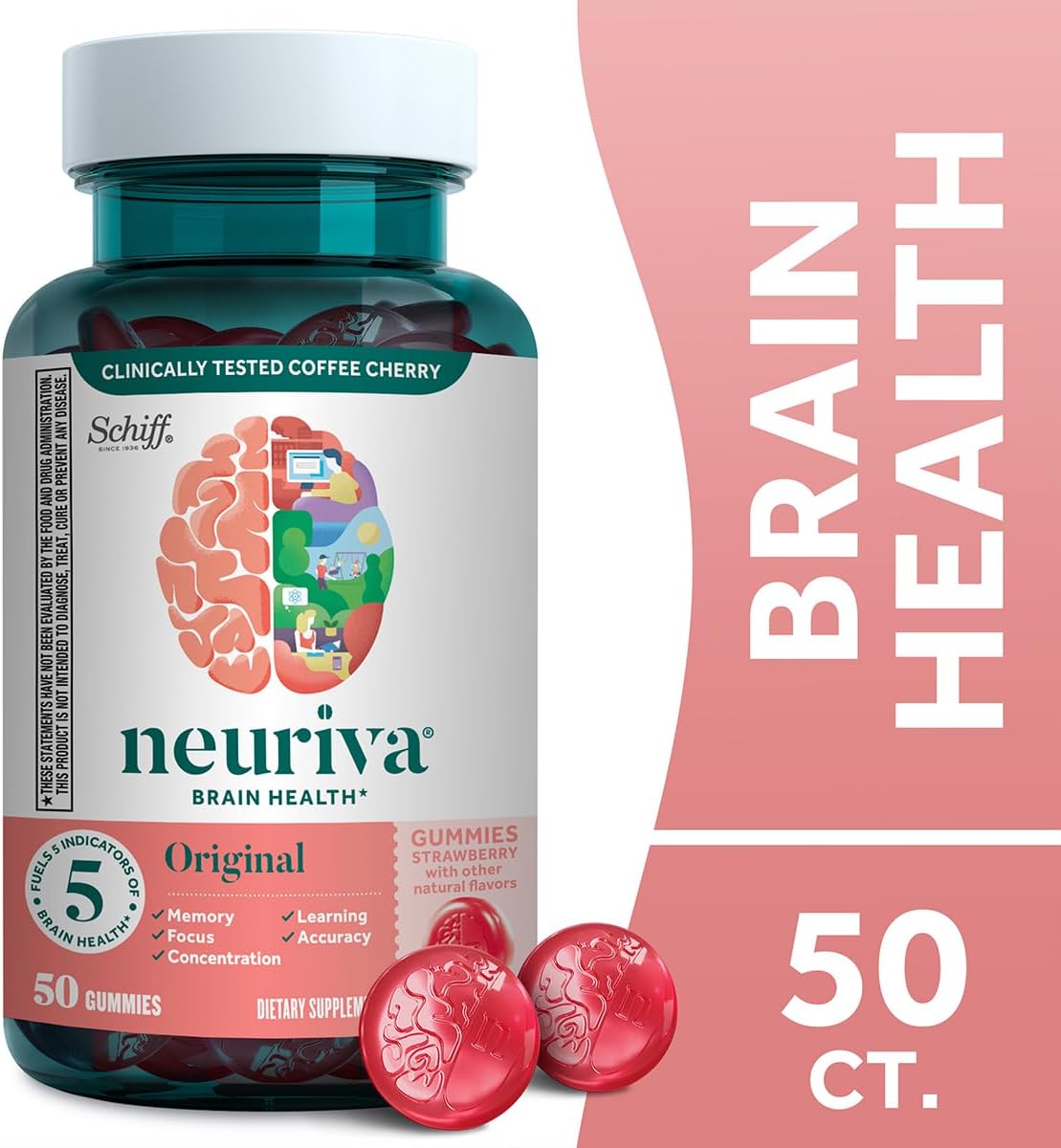 Neuriva Original Brain Health Support Strawberry Gummies - 50 Count (Pack of 3) - görsel 2