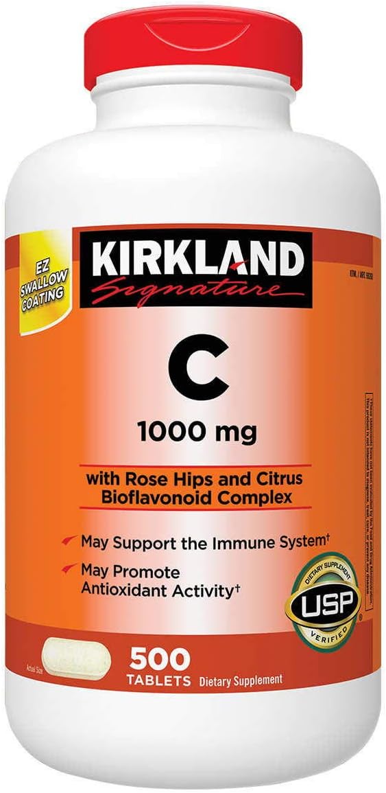 Kirkland Signature Vitamin C 1000mg with Rose Hips - 500 Tablets (Pack of 2) – Image 1