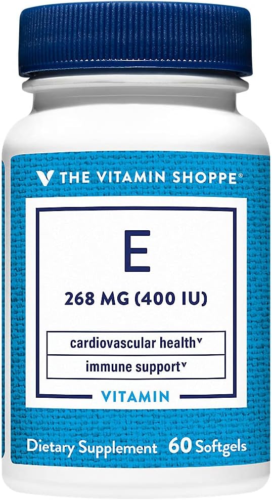 The Vitamin Shoppe Vitamin E 400 IU Softgels – Antioxidant Support for Skin Health & Immune Function (60 Softgels) - görsel 1