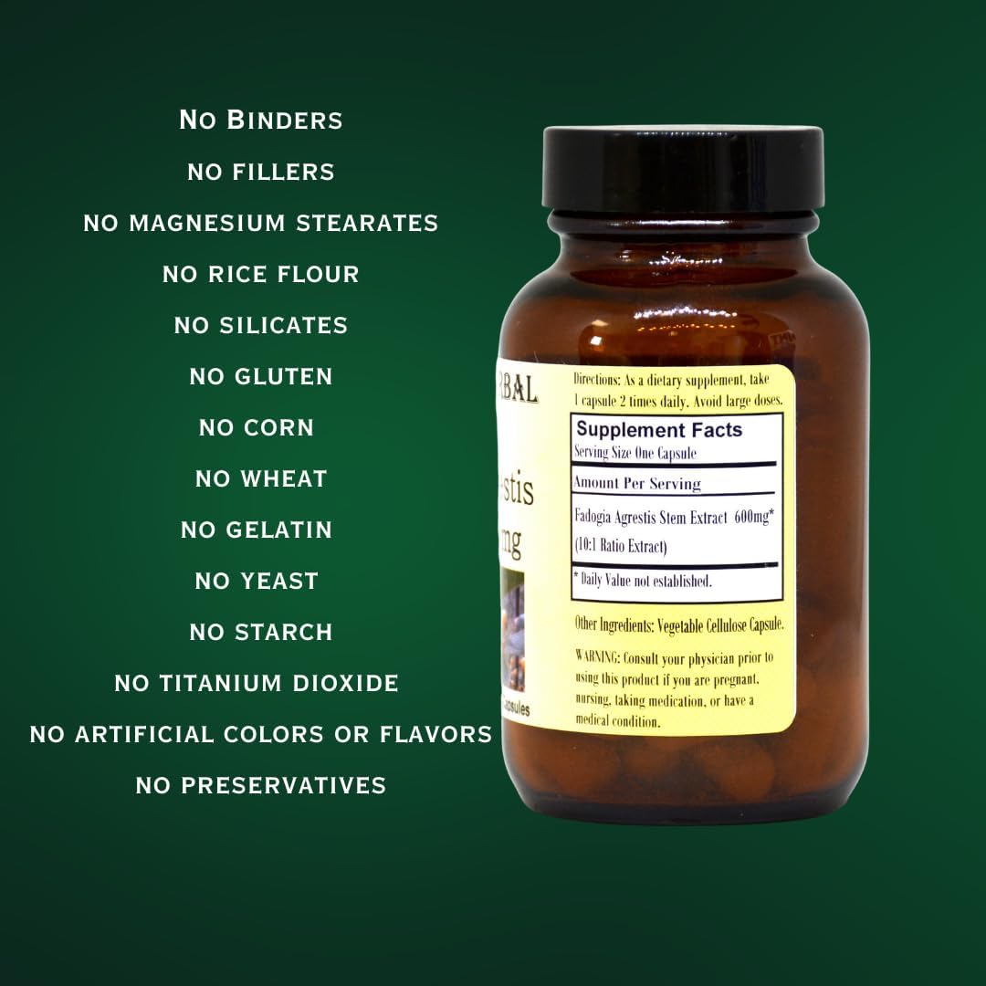 Barlowe's Herbal Elixirs Fadogia Agrestis Extract - 60 600mg Vegicaps - Stearate Free, Glass Bottle - görsel 5