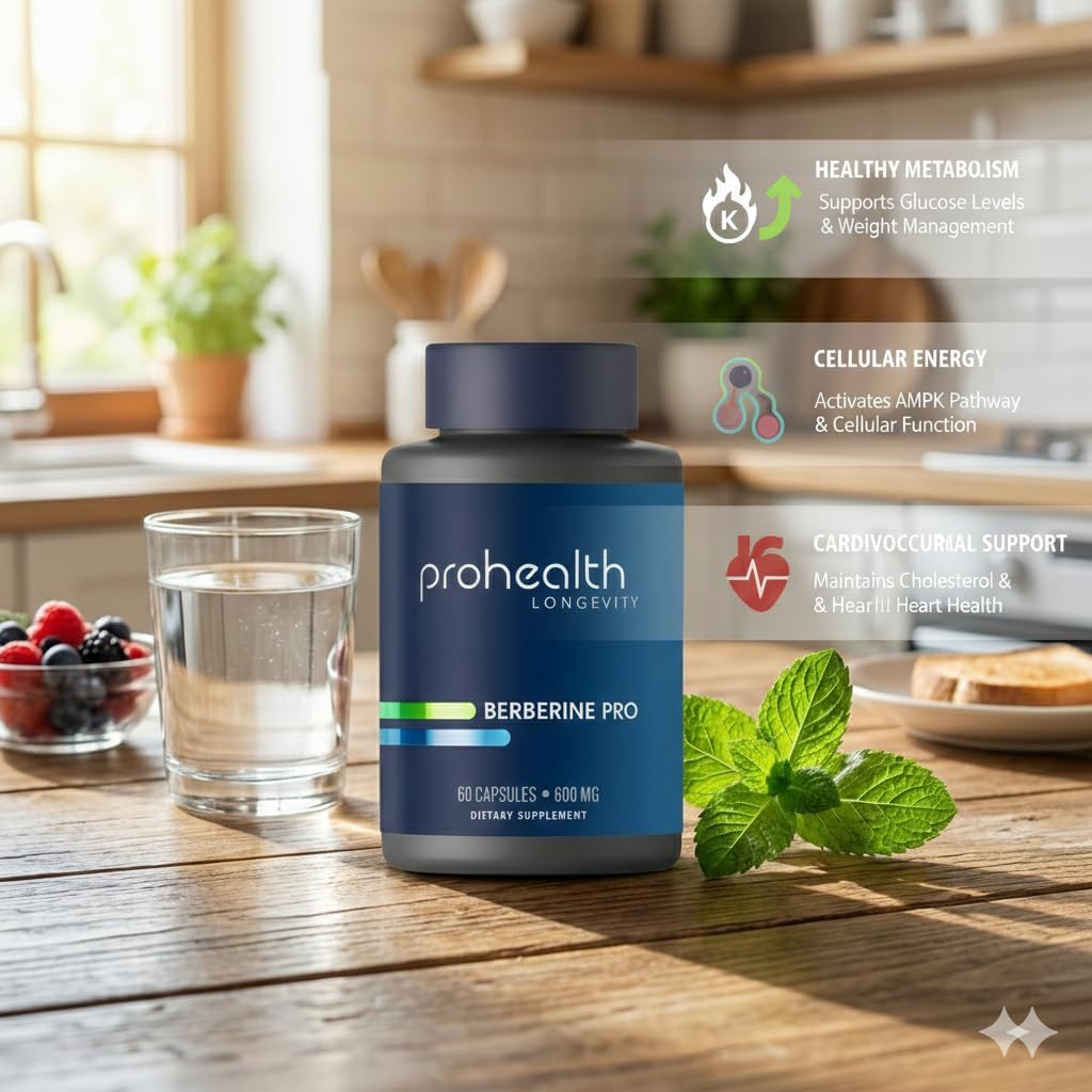 ProHealth Berberine Pro – Berberine Supplement with Alpha Lipoic Acid & Black Pepper Extract, 1,200 mg, 60 Capsules - görsel 2