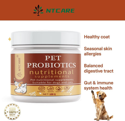 Probiotic Powder for Dogs & Cats – Digestive Wellness & Natural Defence Support with Prebiotics and Enzymes – Veterinarian Formulated – 100g