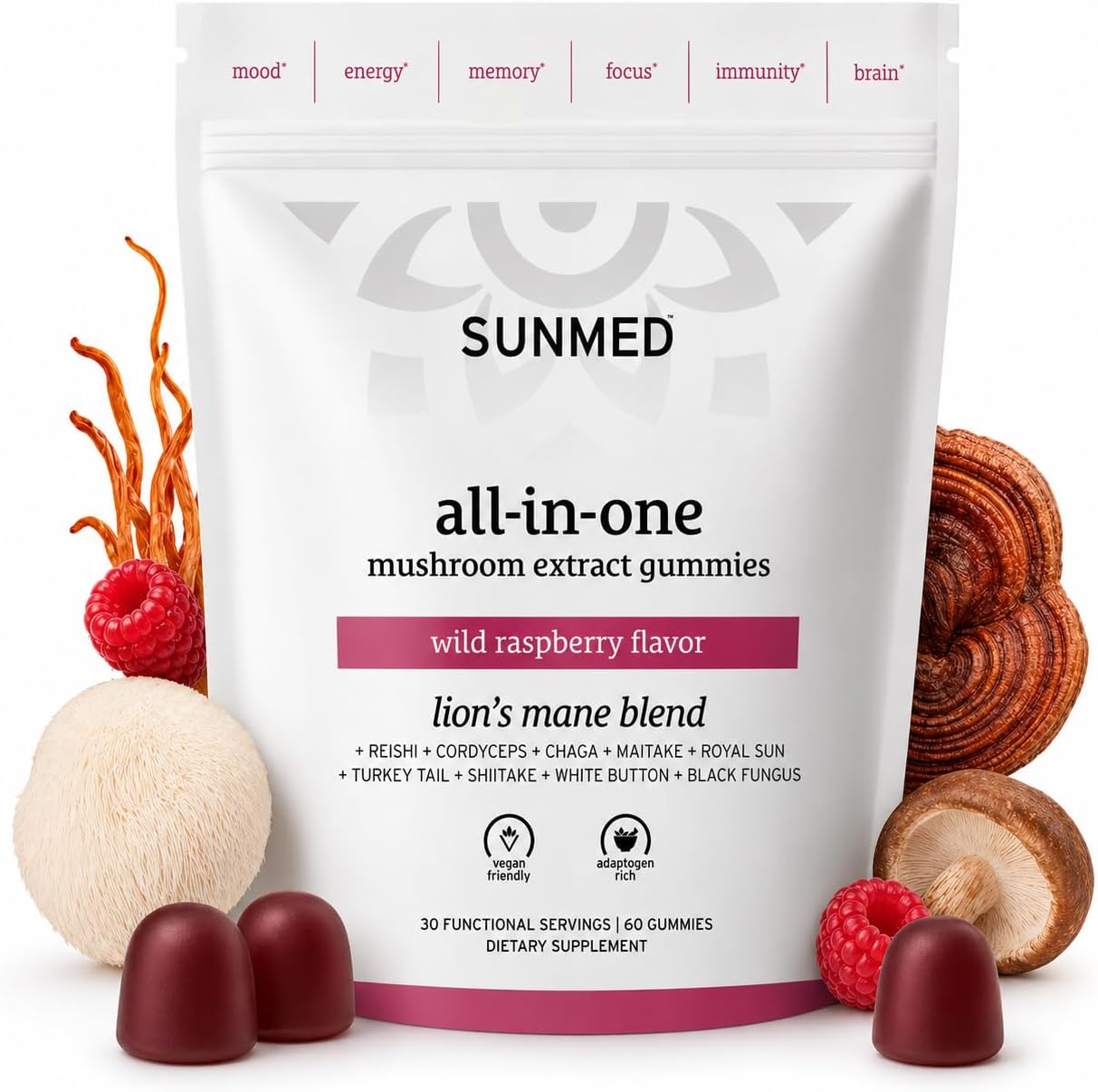 SUNMED Supergreens Daily Gummies - Wellness Blend, Wild Raspberry, 60 Count - görsel 10