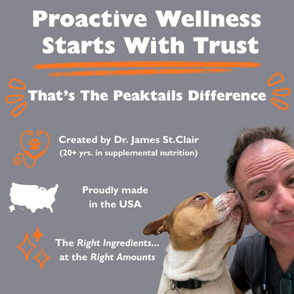 PeakTails Senior Multivitamin for Dogs – 350 Chewable Tablets with MSM, Superoxide Dismutase