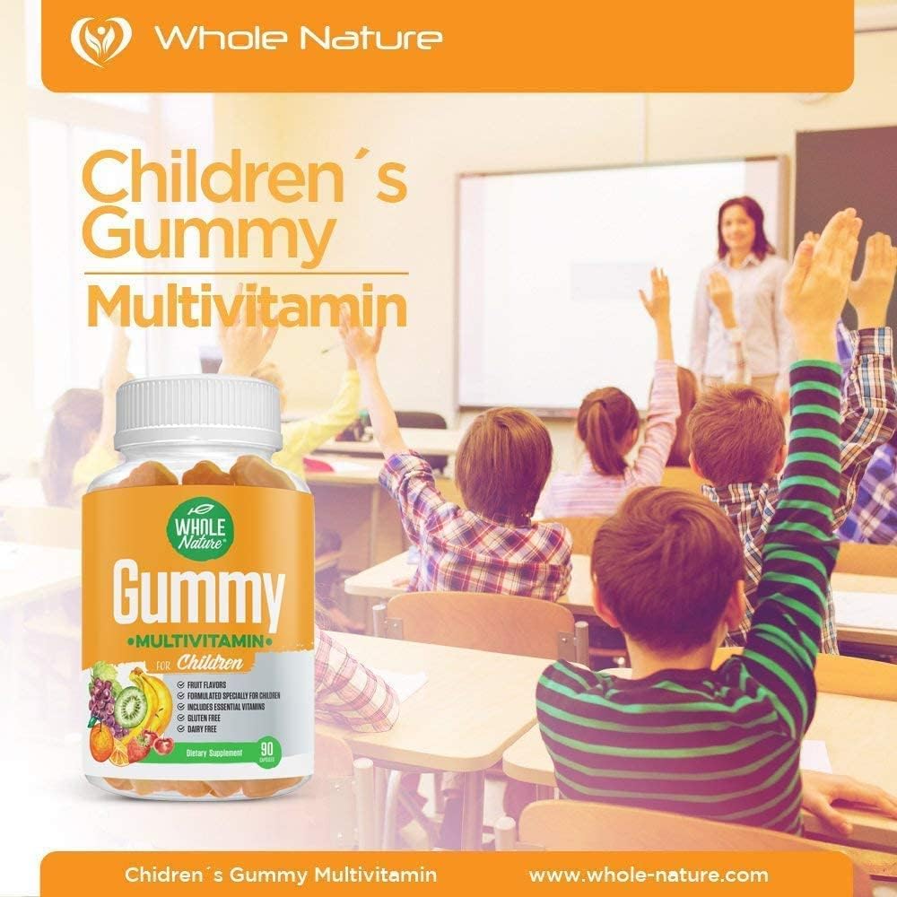 Whole Nature Kids Vitamins - Complete Daily Essentials Children's Multivitamin and Minerals for Overall Wellness, 90 Gummies, Fruit Flavour, No Artificial Sugar, Dairy and Gluten-free - görsel 8