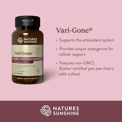 Nature's Sunshine Vari-Gone – Vein Health Food Supplement, 90 Capsules
