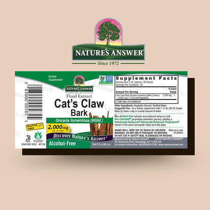 Nature's Answer Cat's Claw Bark Liquid Extract - Alcohol-Free, Vegan, Non-GMO, Gluten-Free, Kosher - 60 ml