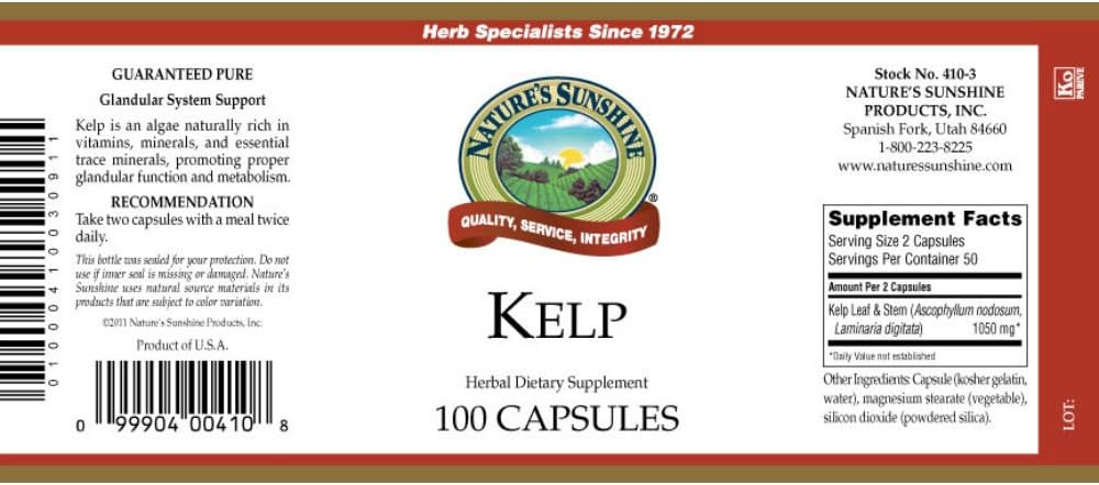 Nature's Sunshine Kelp 100 Capsules - görsel 2