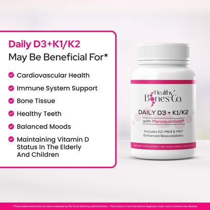 Premium D3 K2 - Full Spectrum Vitamin D3 K2, 2000 IU D3 + MK7 + MK4 + K1, 30 Capsules