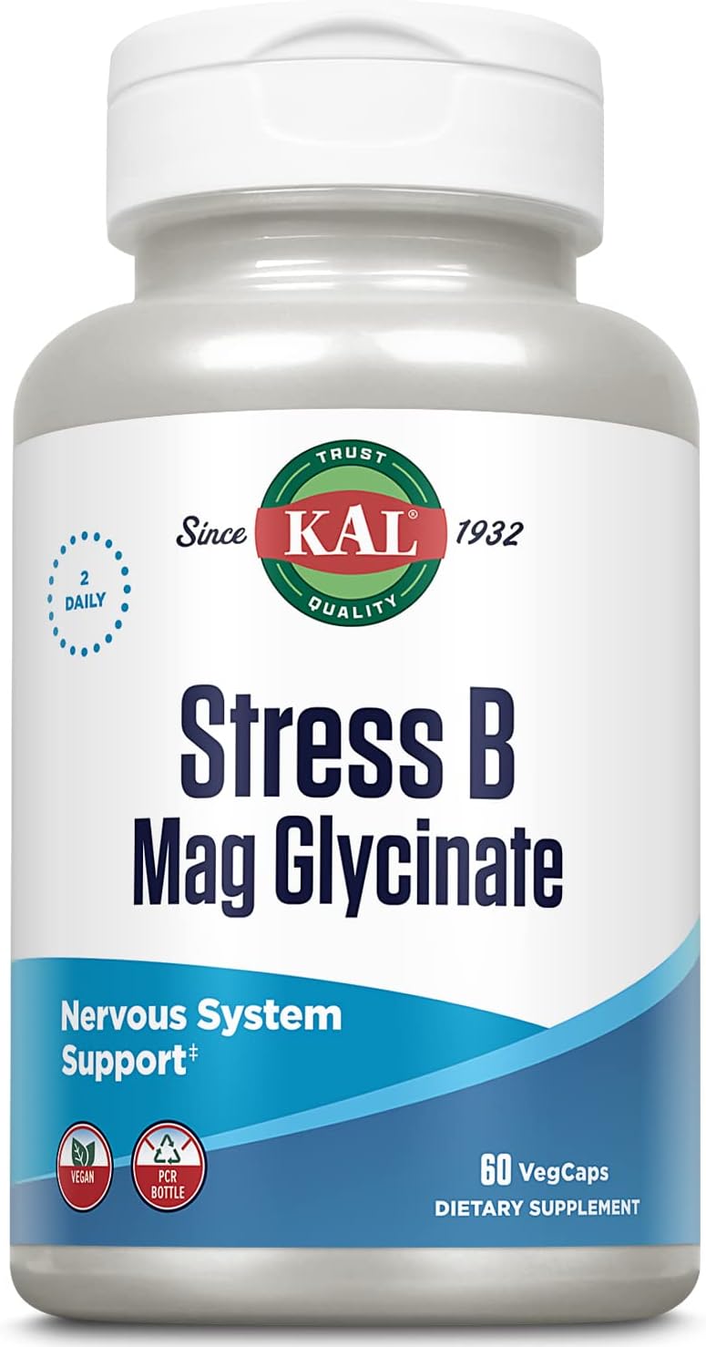KAL Stress B Mag Glycinate – B Complex Vitamins Plus Magnesium, Active Forms, 60 VegCaps - görsel 1