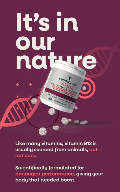 VEGETOLOGY Vegan Vitamin B12 Sublingual Supplement – for Metabolism & Energy (60 Tablets)