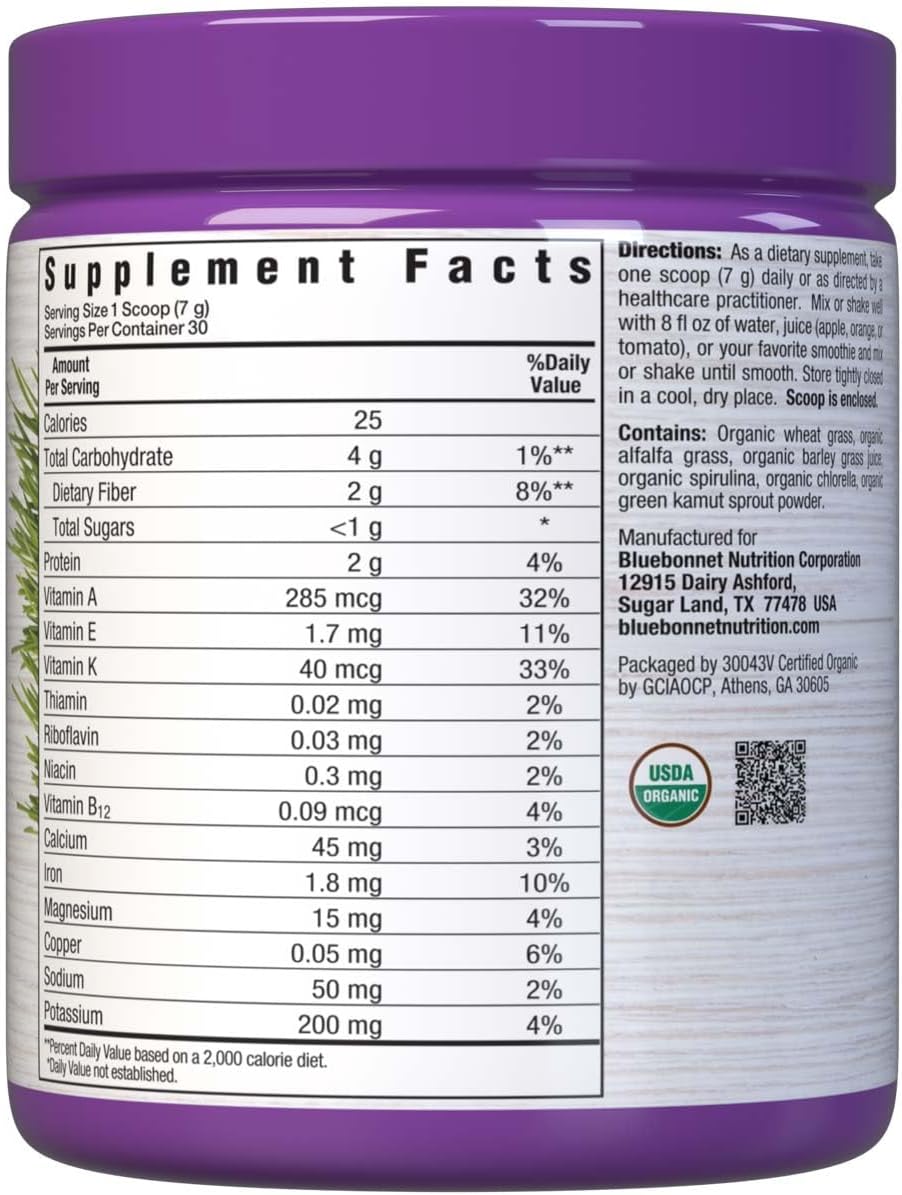 Bluebonnet Nutrition Super Earth Organic Green Powder, 210g - görsel 2