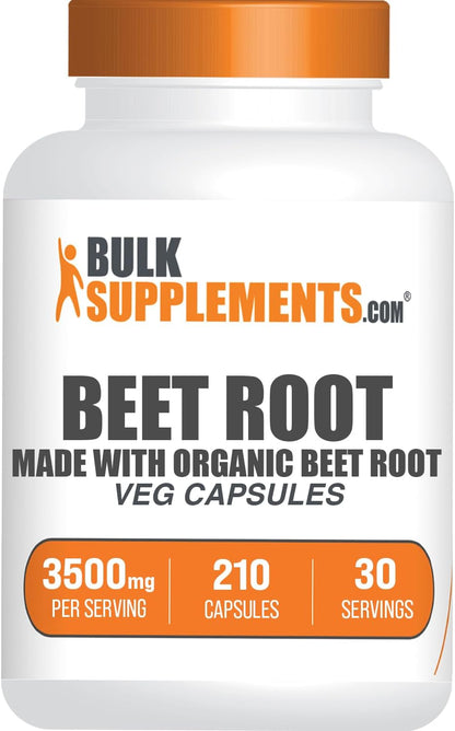 BulkSupplements Beetroot Capsules - Organic Beetroot Food Supplement, Vegan & Gluten-free - 210 Vegan Capsules