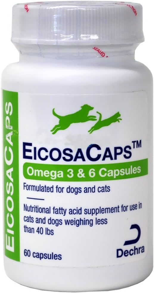 Dechra EicosaCaps Omega 3 & 6 Capsules for Cats and Dogs Under 18 kg, 60 Count - görsel 1