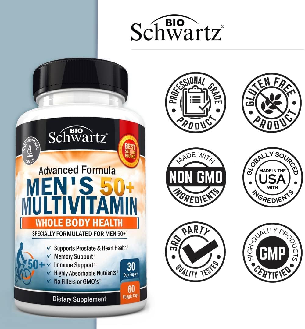BioSchwartz Once Daily Multivitamin for Men 50 and Over - 60 Tablets - görsel 5