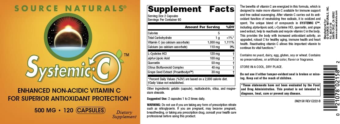 Source Naturals Systemic C, 500mg - 120 Capsules - görsel 5