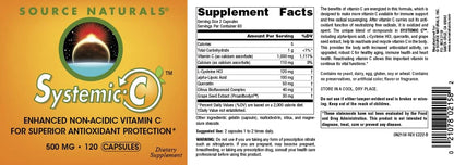 Source Naturals Systemic C, 500mg - 120 Capsules