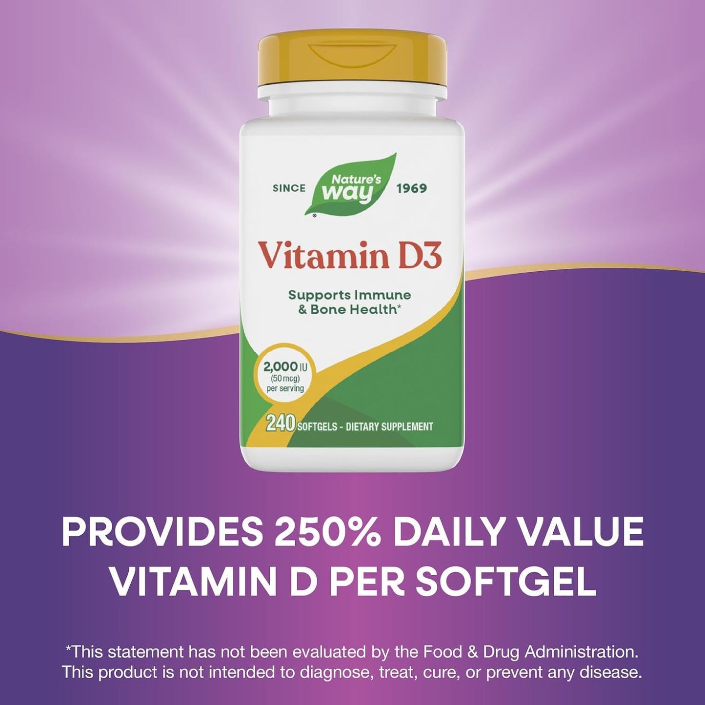 Nature's Way Vitamin D3, 2000 IU, 240 Softgels - görsel 4