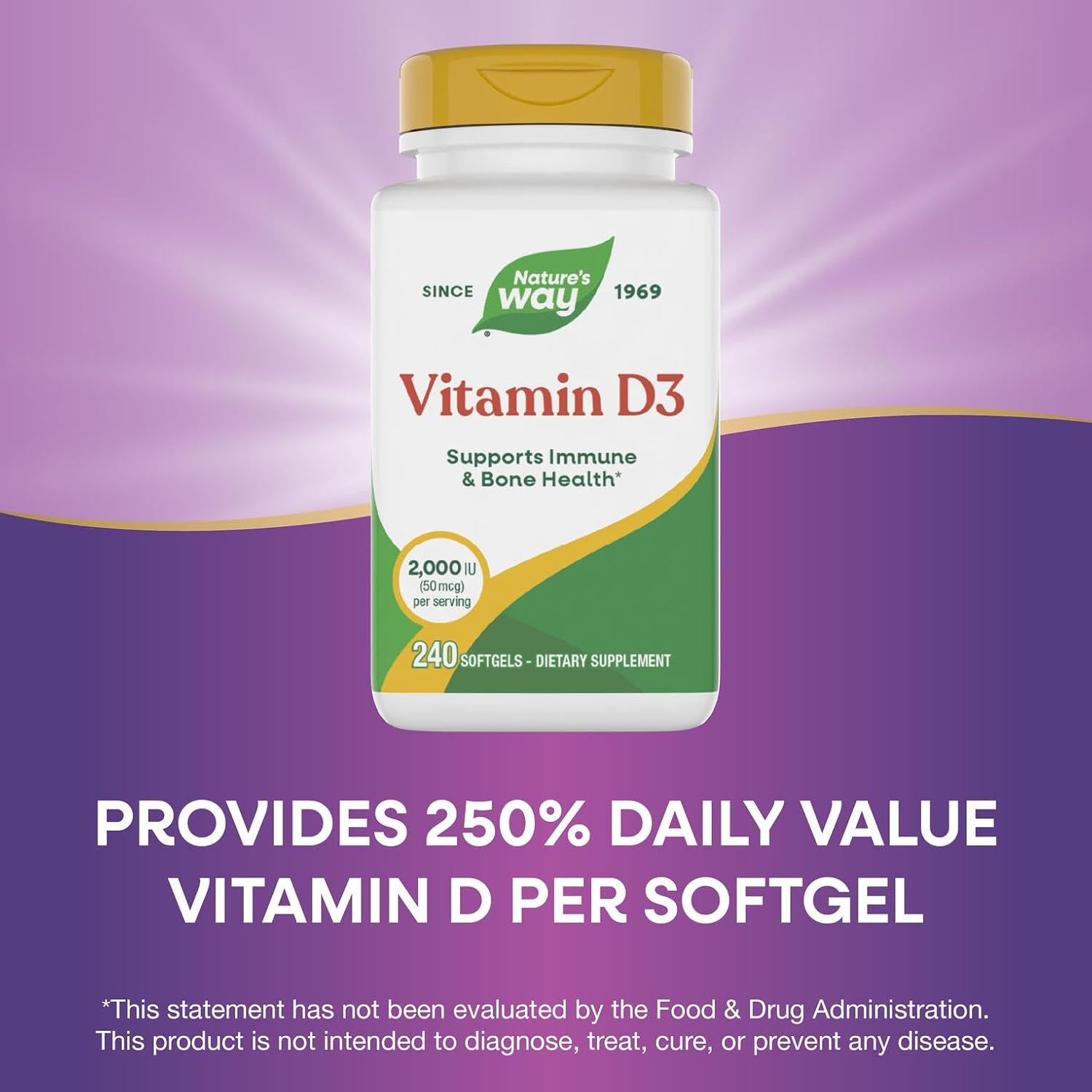 Nature's Way Vitamin D3, 2000 IU, 240 Softgels - görsel 4