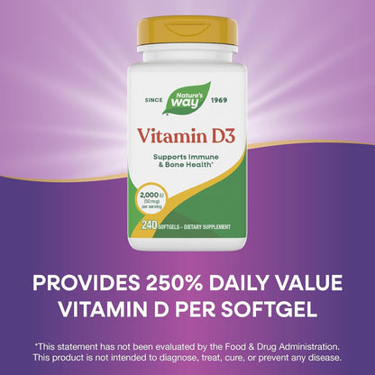 Nature's Way Vitamin D3, 2000 IU, 240 Softgels