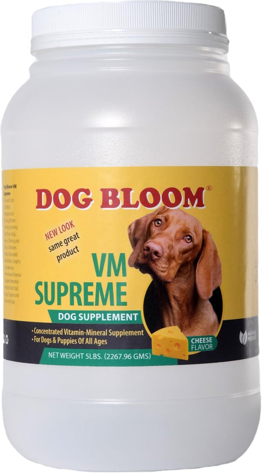 Dog Bloom VM Supreme - Vitamin & Mineral Supplement for Dogs - Real Cheese Flavour (2.27 kg)