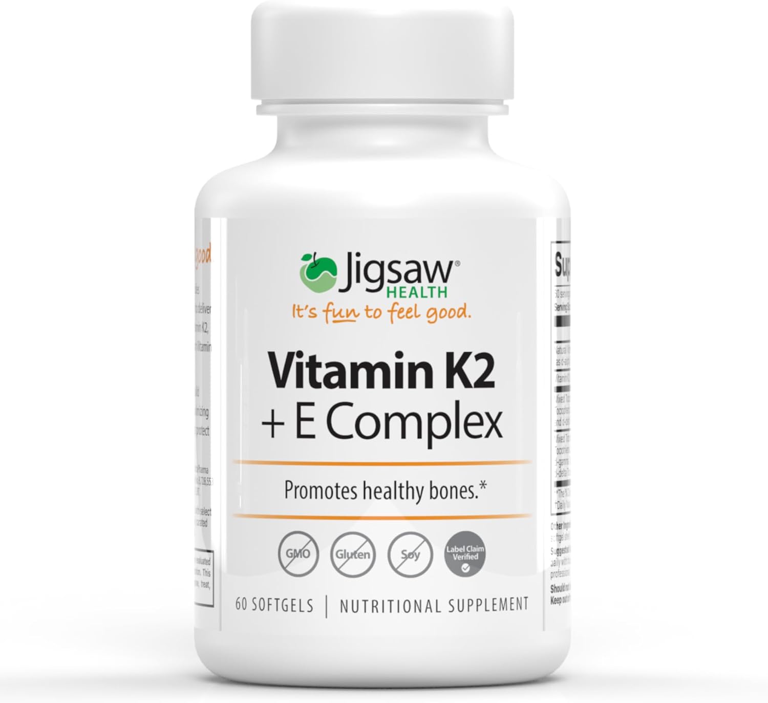 Jigsaw Health Vitamin K2 + E Complex | Bone Health Support | 60 Softgels | 60-Day Supply - görsel 1